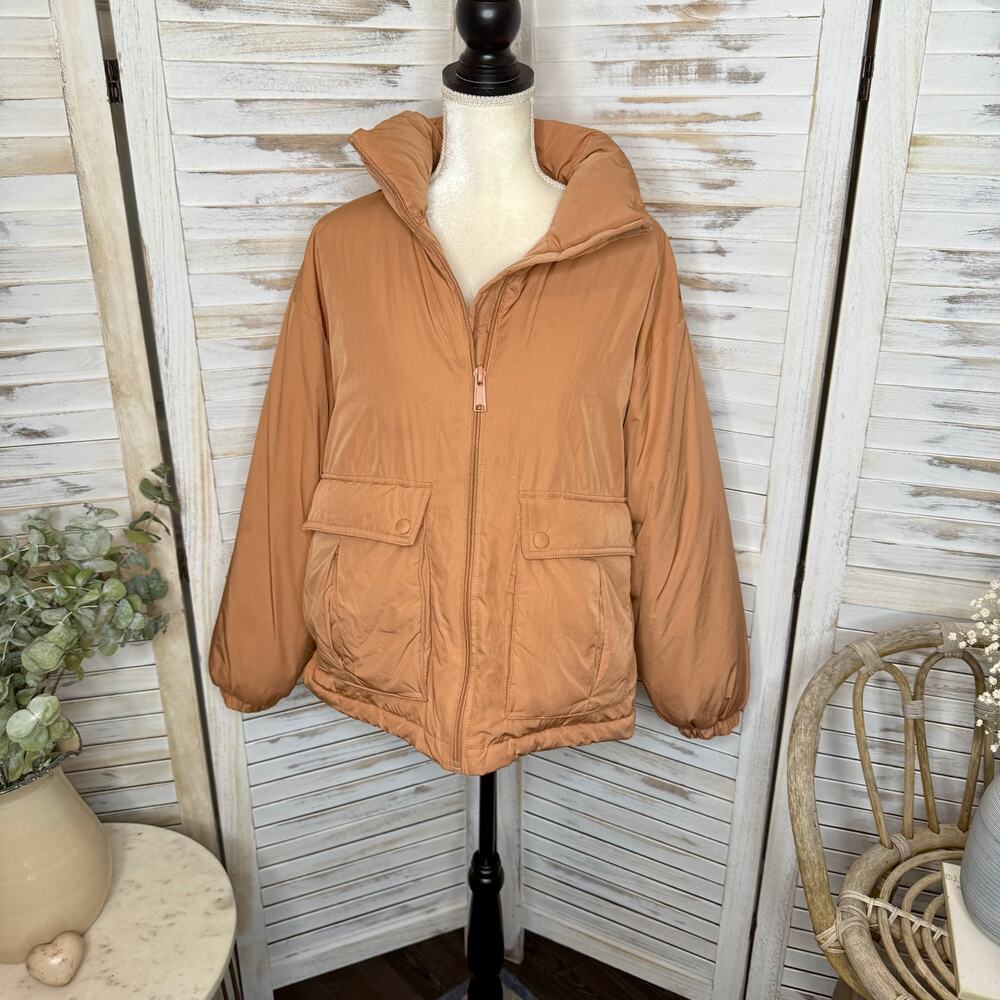 WE THE FREE PEOPLE Women's XS Oversized Duvet Bomber Jacket Doe Peach FLAW - Picture 3 of 13
